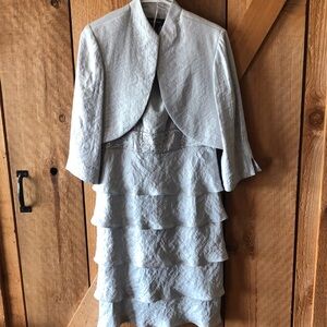 R&M Richards Embellished Tiered Dress Women Size 12 silver/gold Bead Sequin